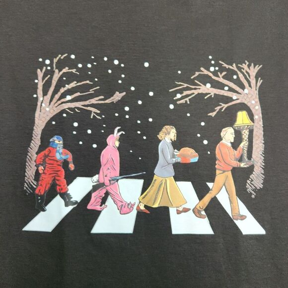 The Beatles Abbey Road A Christmas Story Shirt Small Crossover T-shirt Black - Picture 2 of 4